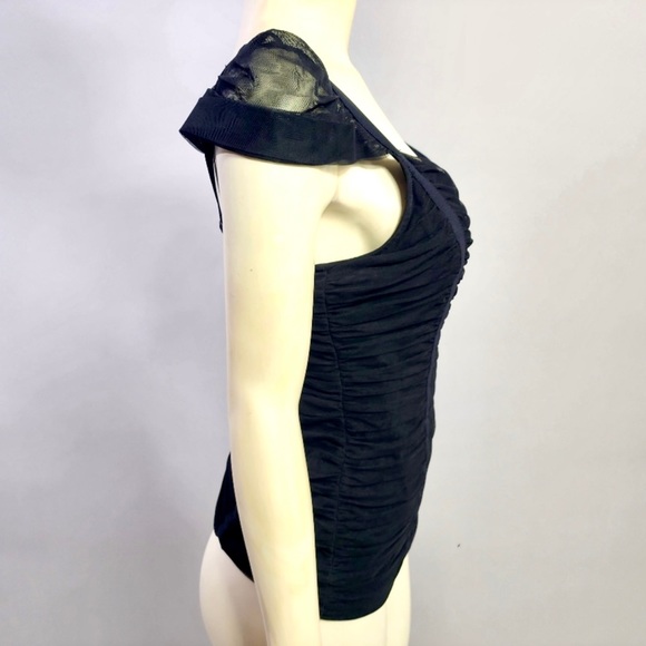 Sexy Netted Corset Style Gathered Retro Vintage Lingerie Look Bcbg small top - Picture 3 of 5